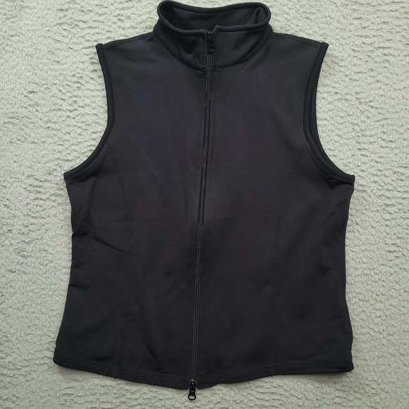 Roots Vest Womens Medium Black Full Zip High Neck Activewear Zip Pocket Outdoors - Picture 1 of 6